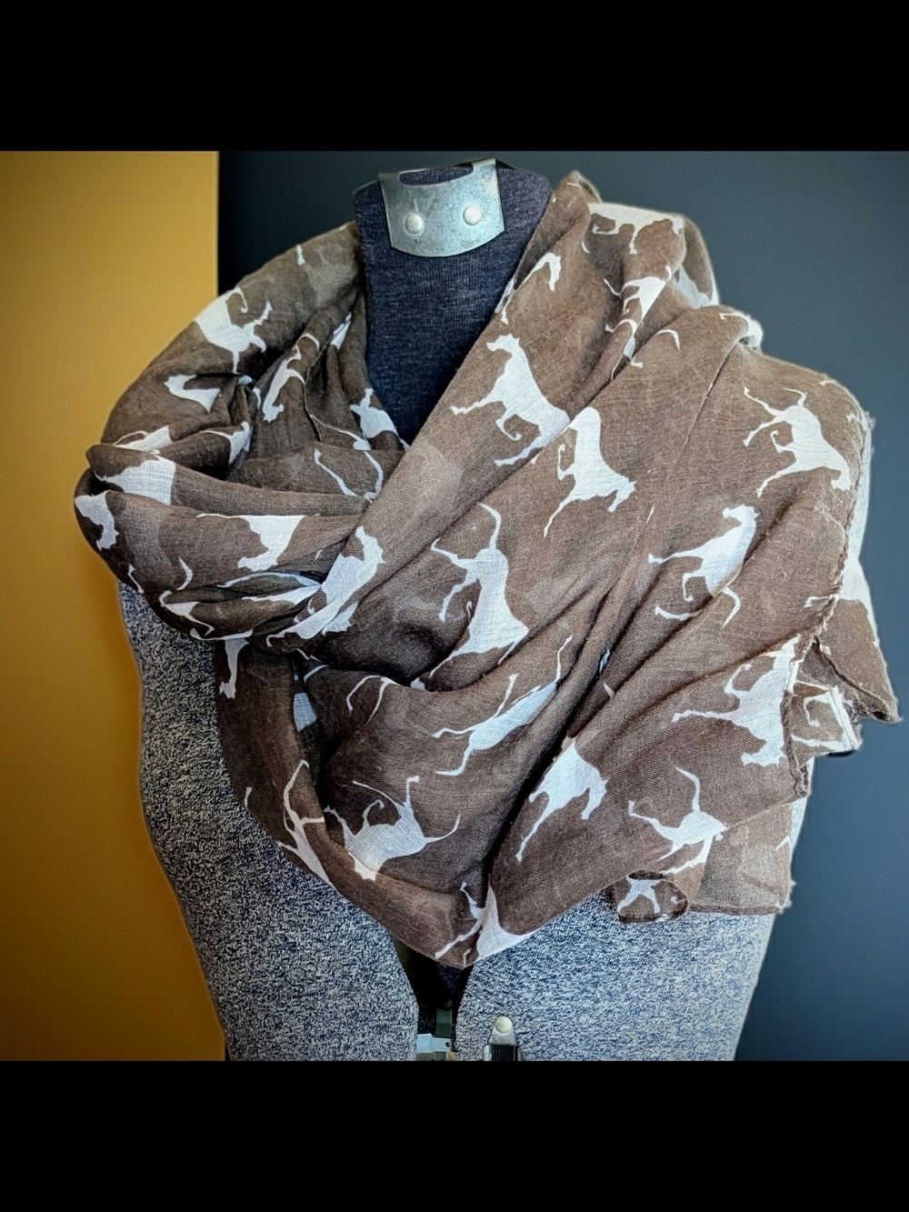 Brown Horse Print Lightweight Scarf 36"X60"